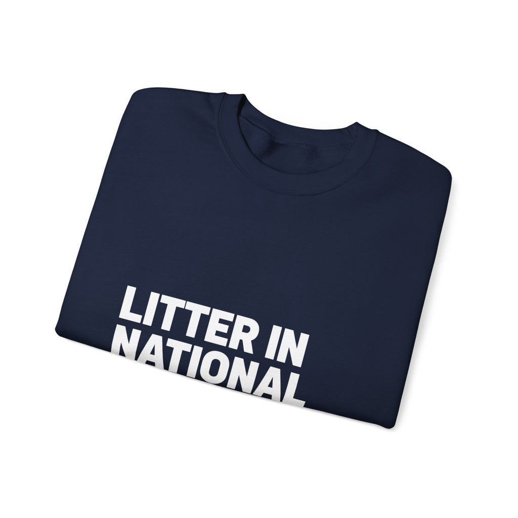 LITTER IN NATIONAL PARKS on a sweatshirt