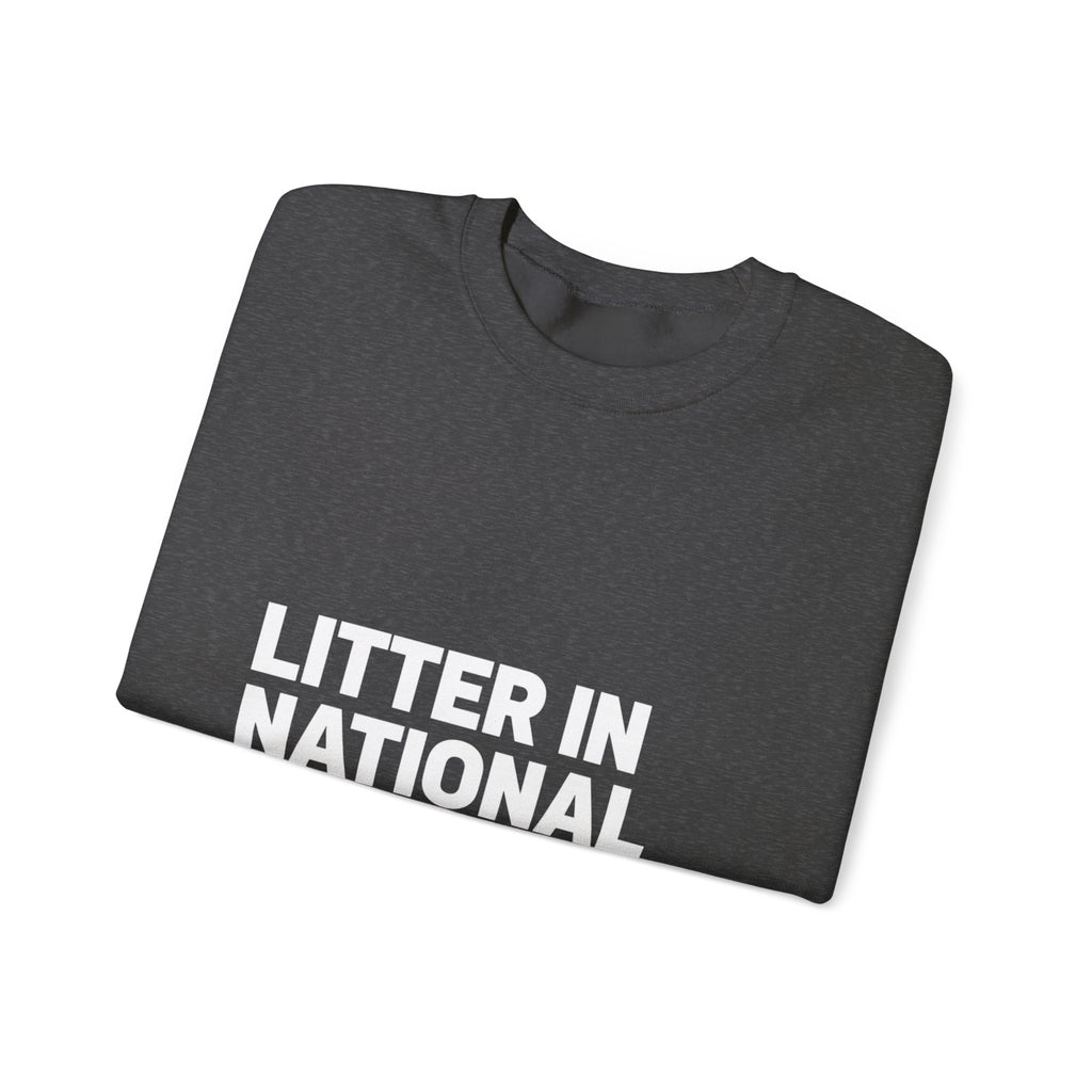 LITTER IN NATIONAL PARKS on a sweatshirt