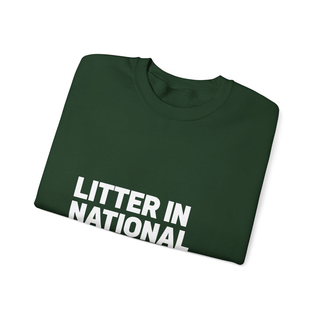 LITTER IN NATIONAL PARKS on a sweatshirt