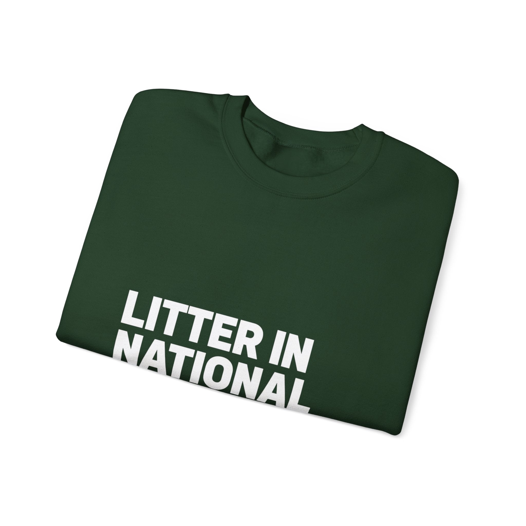 LITTER IN NATIONAL PARKS on a sweatshirt