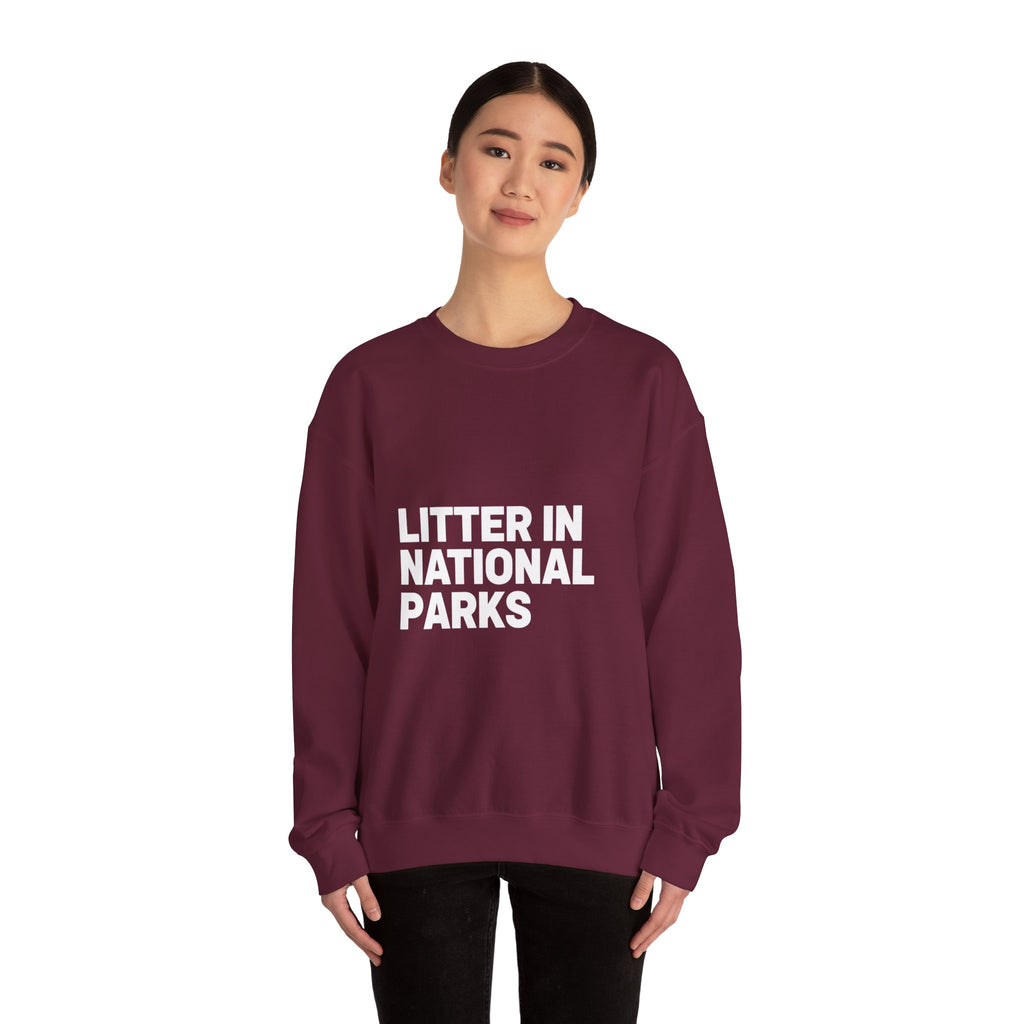 LITTER IN NATIONAL PARKS on a sweatshirt
