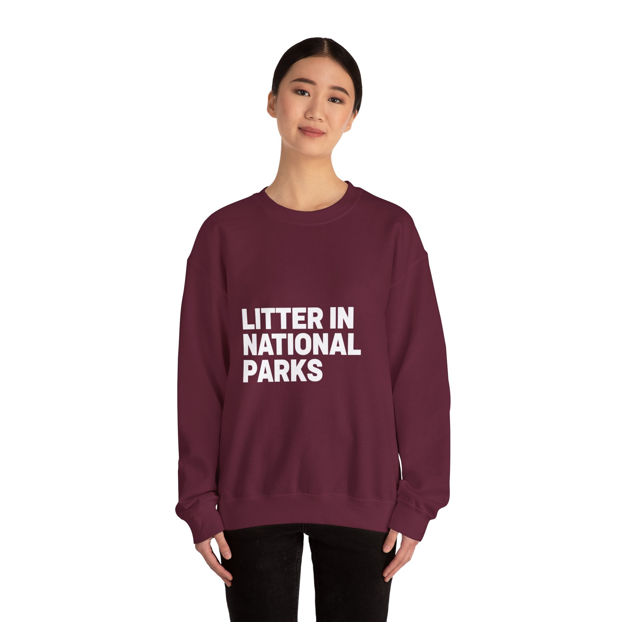 LITTER IN NATIONAL PARKS on a sweatshirt